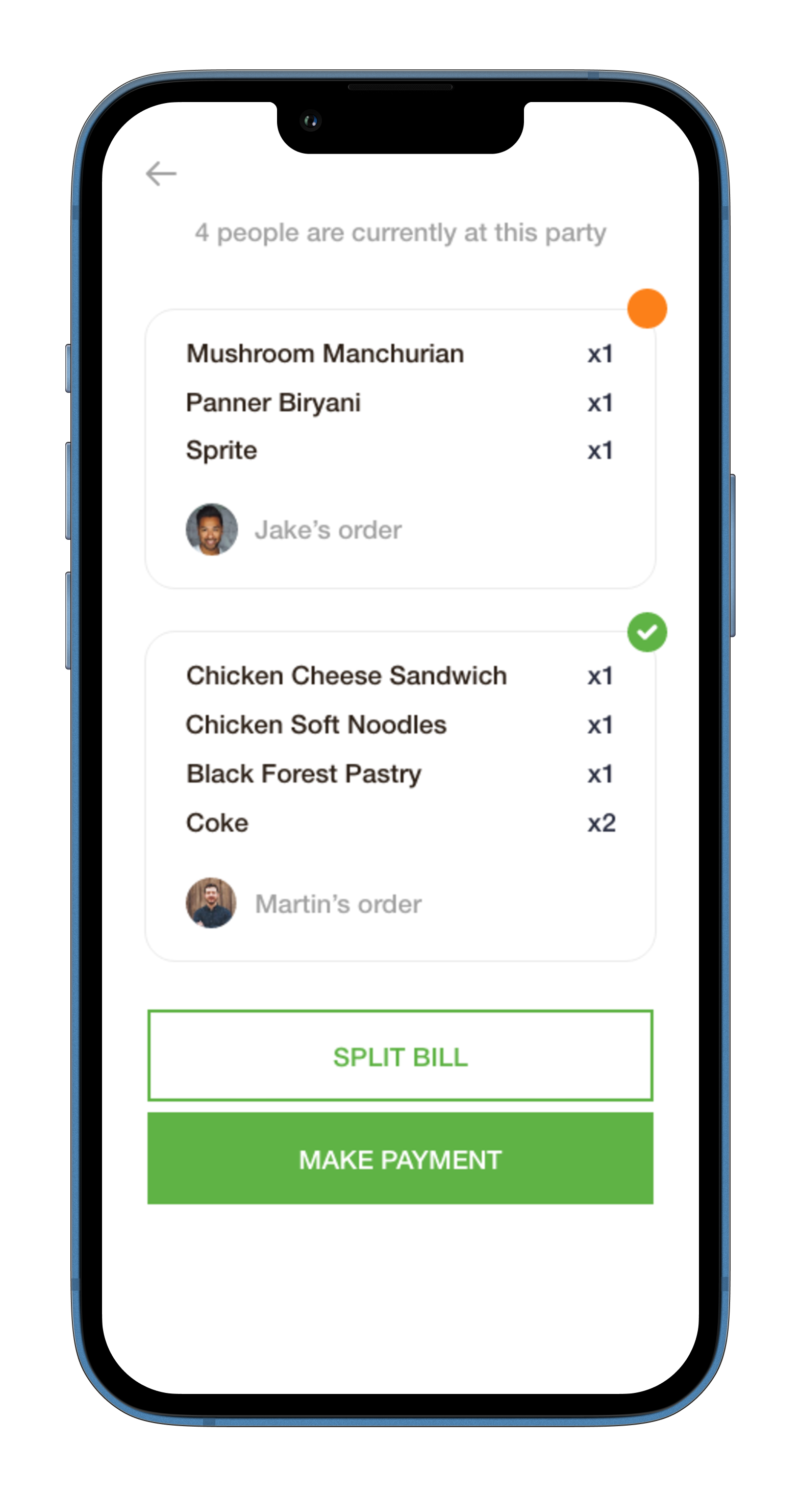 iPhone app
            meal approving plan screen